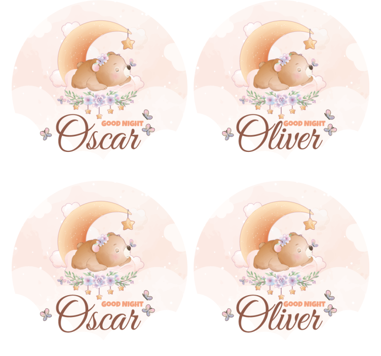 Bases para copos personalizáveis tema de urso fofo - TenStickers