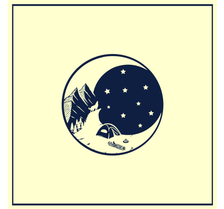 Bases para copos modernas Lua com tendas de acampamento e montanh - TenStickers