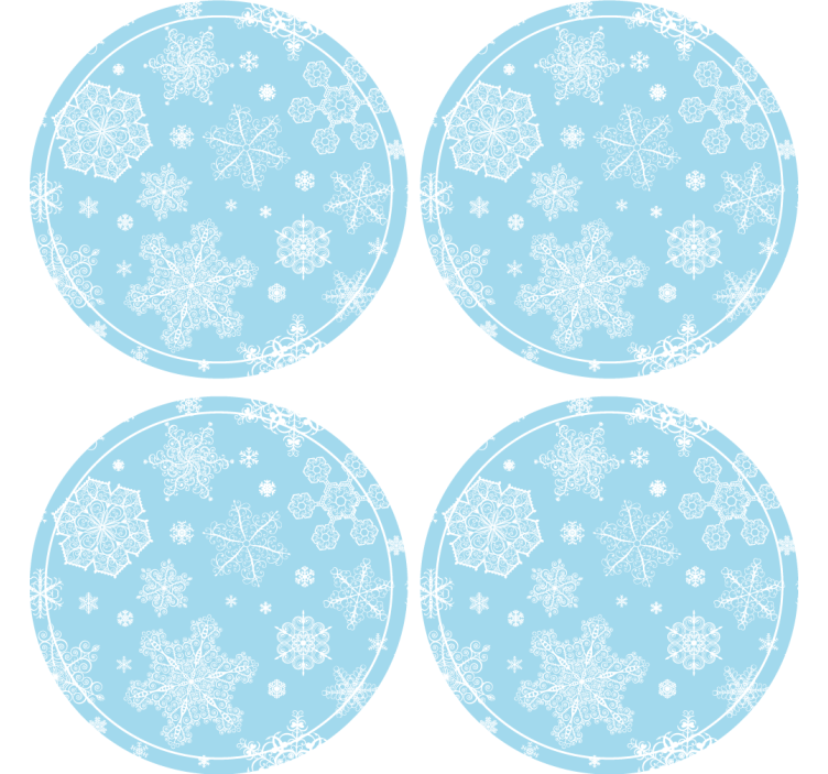 Bases para copos de natal círculo com padrão de flocos - TenStickers