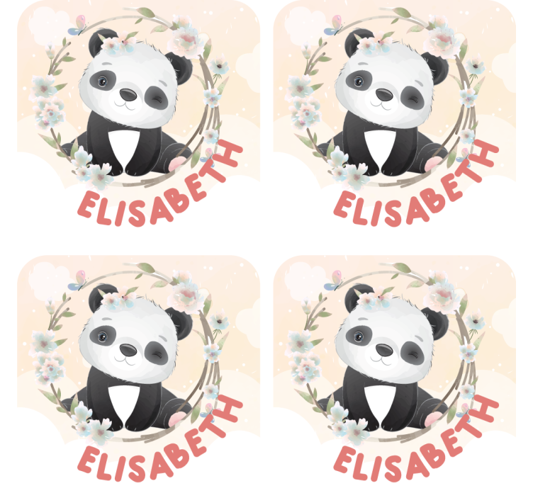 Bases para copos personalizáveis panda com acentos florais - TenStickers