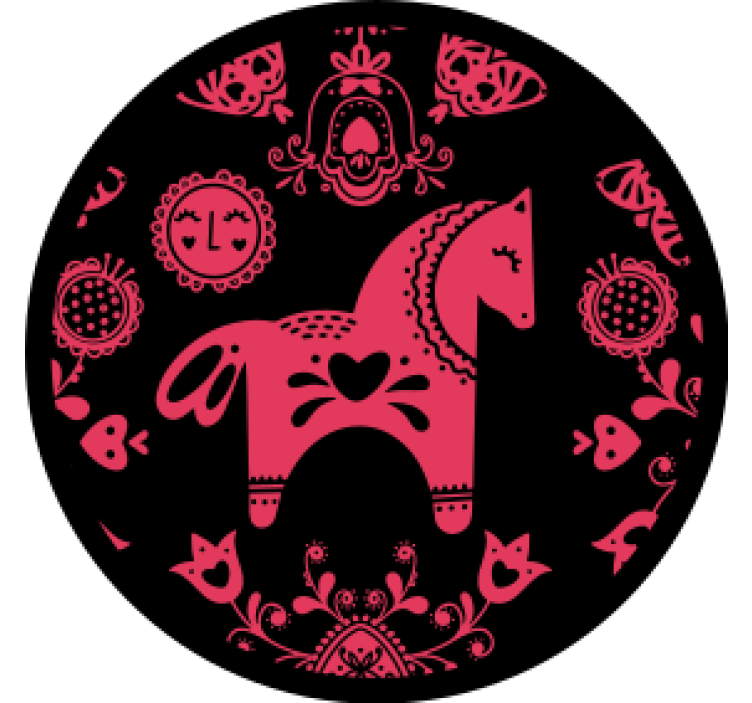 Ilustração folclórica do cavalo mais bases para copos - TenStickers