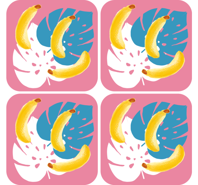 Bases para copos vintage Banana em fundo rosa - TenStickers