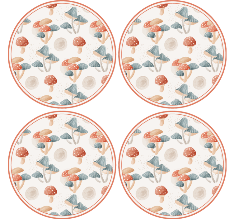 Bases para copos modernas Padrão de cogumelo em aquarela - TenStickers