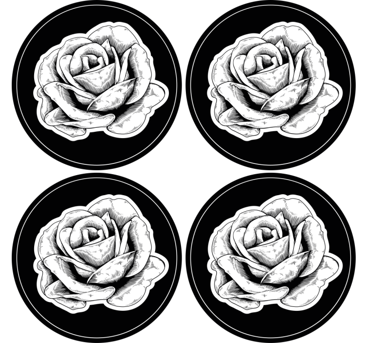Bases para copos vintage produtode tinta rosa preto e branco - TenStickers