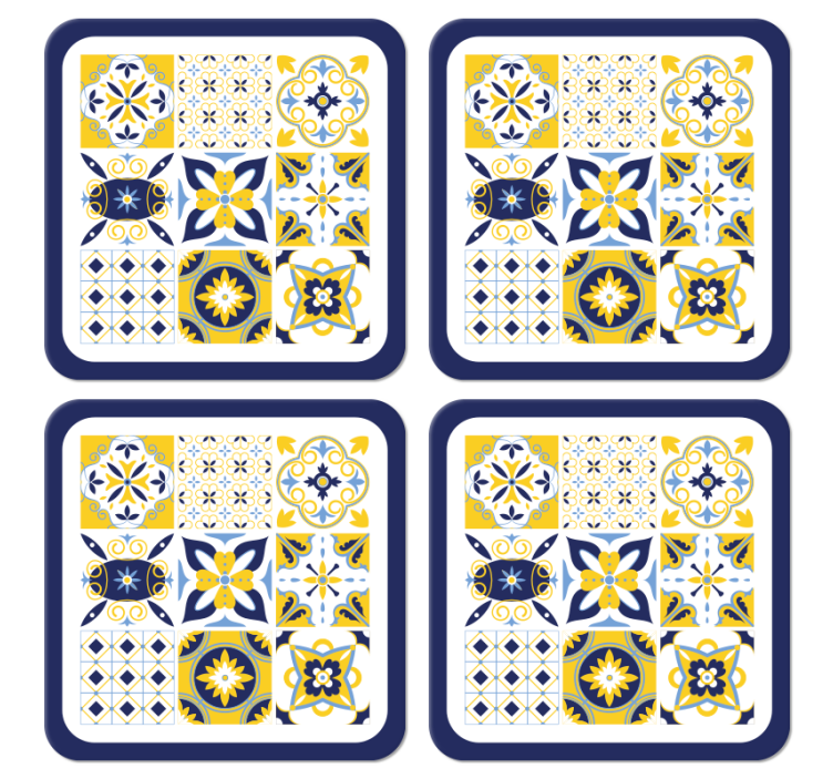 Bases para copos de azulejos Estilo português azul - TenStickers