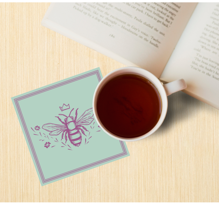 Abelha rainha rosa e verde mais base para copos - TenStickers