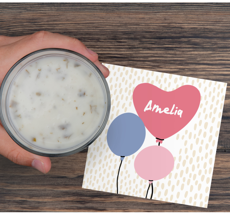 Balões de feliz aniversário com o nome de mais bases para copos - TenStickers