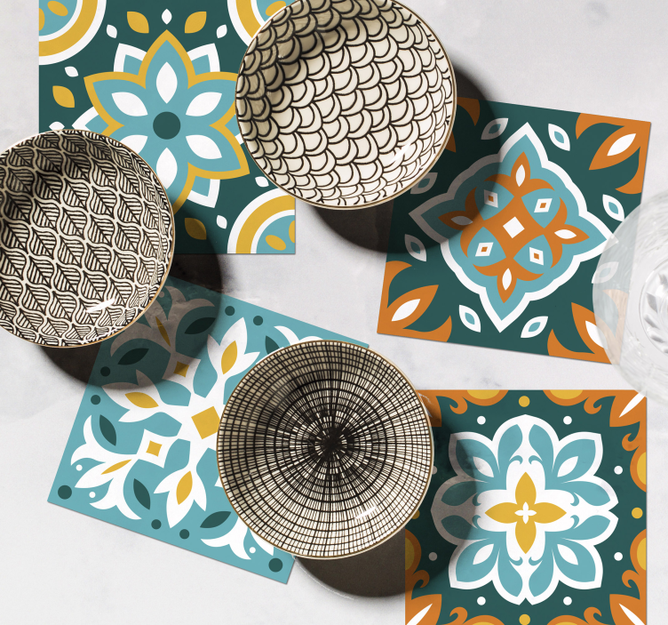 Base para copos colorida azulejos de verão - TenStickers