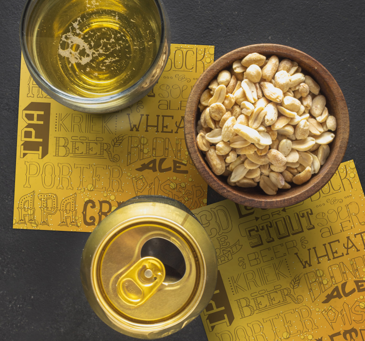 Base para copos de cerveja vários tipos de cerveja - TenStickers