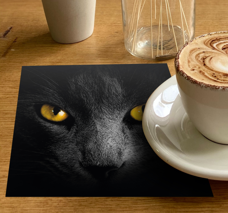 base para copos de halloween gato preto - TenStickers