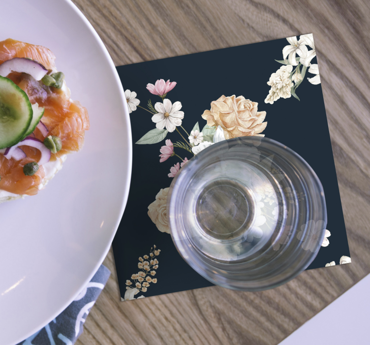 Base para copos vintage ramalhete floral - TenStickers