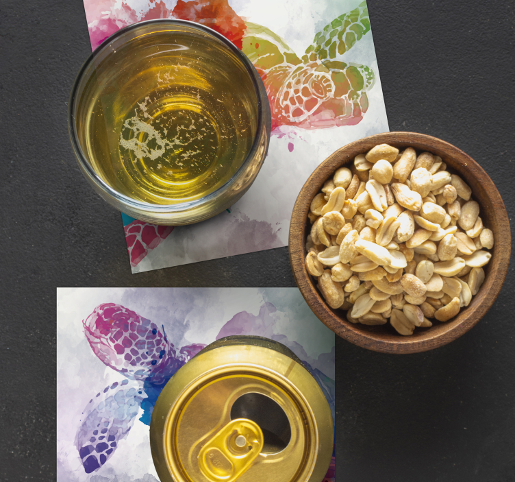 Bases para copos cerveja respingo de tartaruga colorida - TenStickers