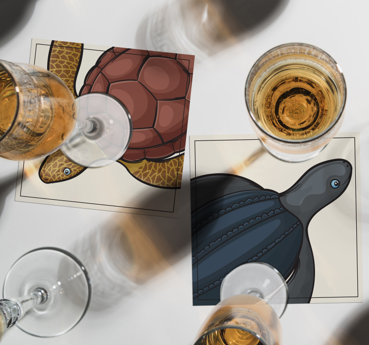 Bases para copos temáticas Azulejos de tartarugas - TenStickers