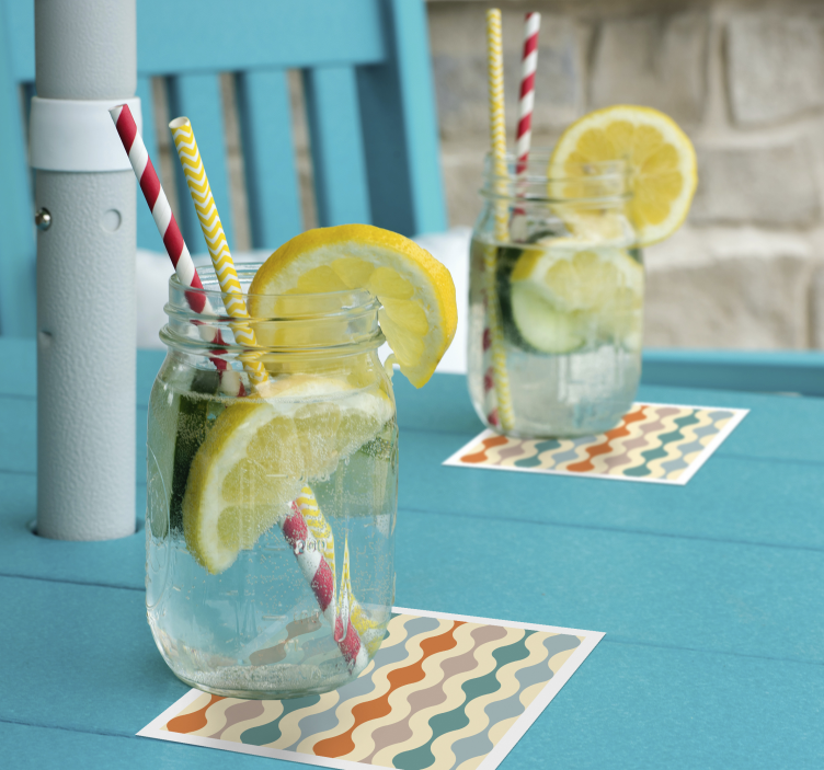 Bases para copos vintage padrão ondulado multicolorido - TenStickers