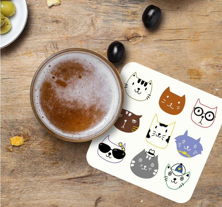Bases para copos alternativas Gatos engraçados coloridos fofos - TenStickers