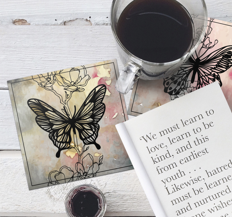 Bases para copos de borboletas Borboleta de arte - TenStickers