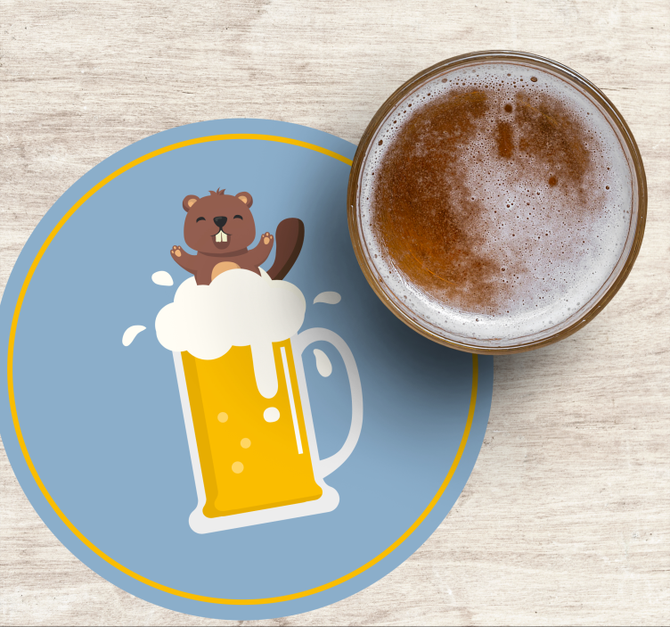 Bases para copos de cerveja Castor de desenho animado - TenStickers