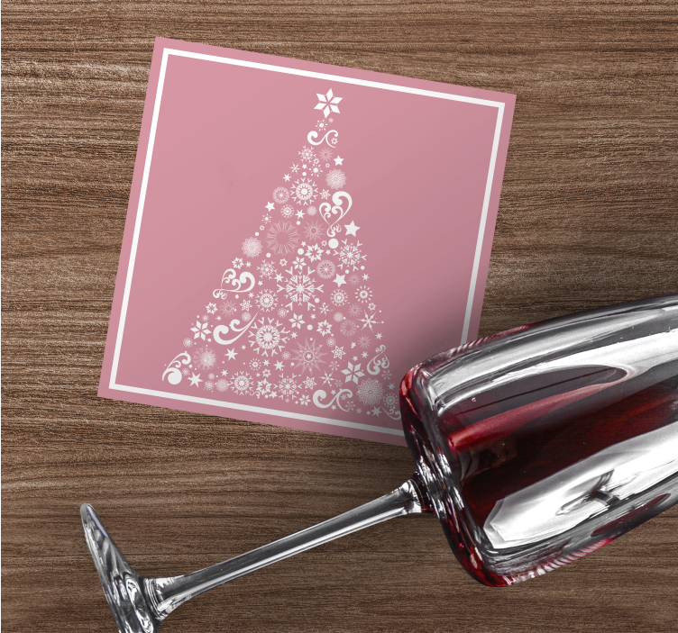 Bases para copos de natal árvore festiva em rosa - TenStickers