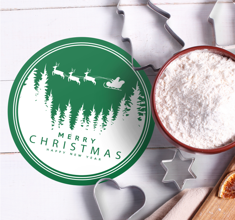 Bases para copos de natal Feliz natal com cenários de natal - TenStickers