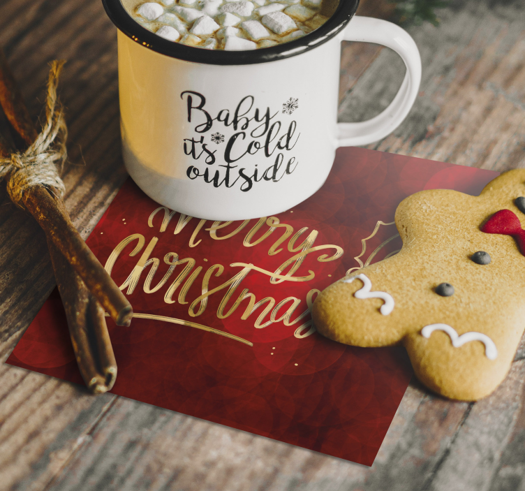 Bases para copos de natal Feliz natal em vermelho - TenStickers