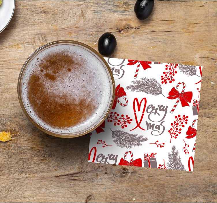 Bases para copos de natal Padrão sem emenda feliz natal - TenStickers