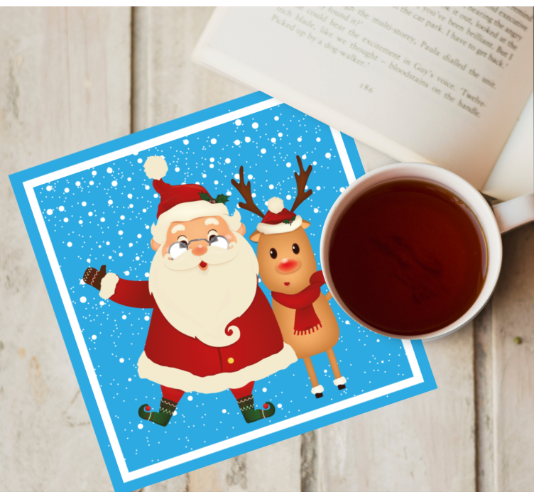 Bases para copos de natal Papai noel e rena - TenStickers