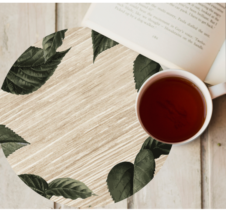 Bases para copos de texturas Folhas tropicais com padrão de madei - TenStickers