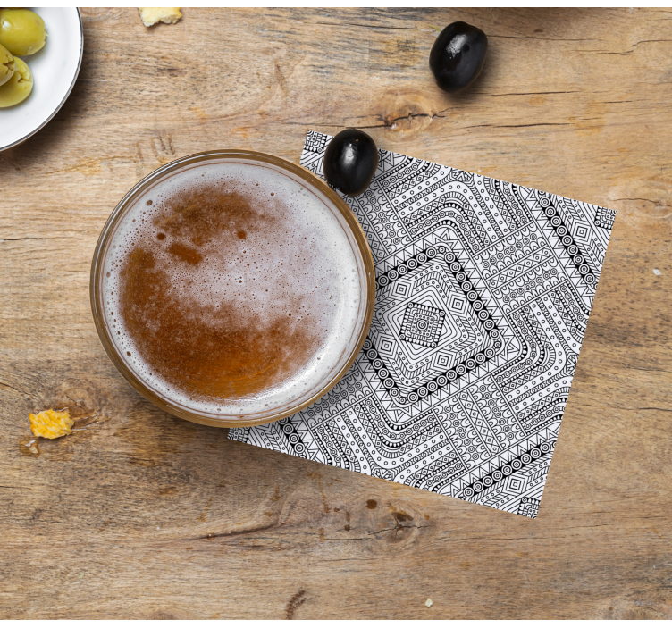 Bases para copos de texturas Padrão africano preto e branco - TenStickers