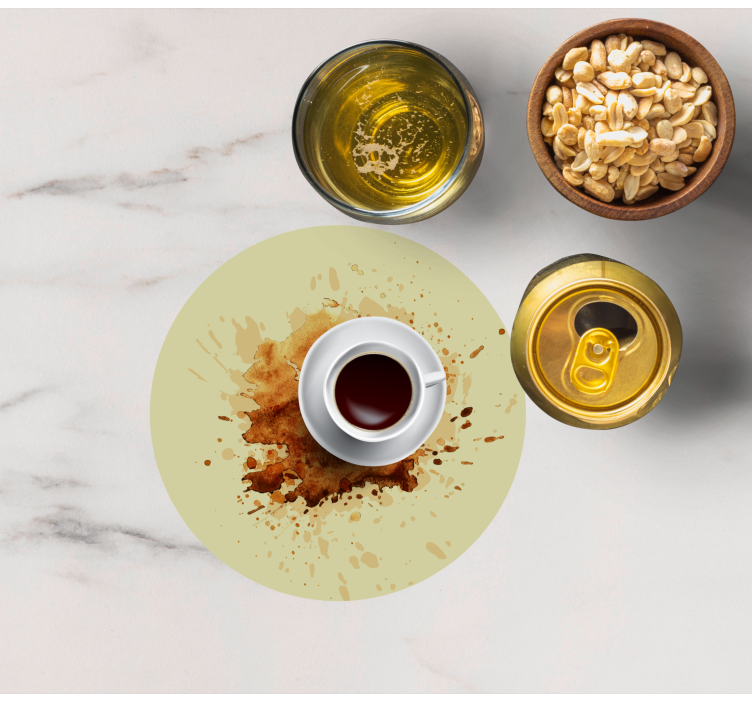 Bases para copos modernas Conceito de café em fundo branco - TenStickers