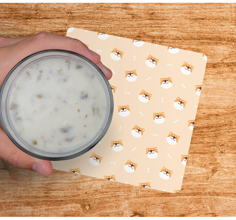 Bases para copos modernas Desenho de cara de cão fofo - TenStickers