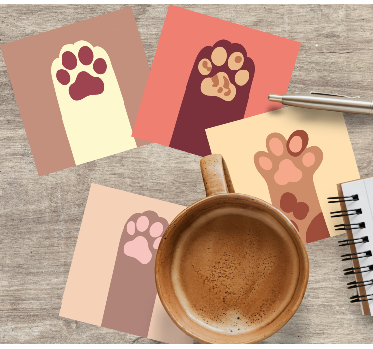 Bases para copos modernas Desenho de patas de gato - TenStickers