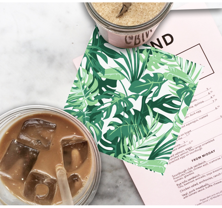 Bases para copos modernas Folhas verdes grandes - TenStickers