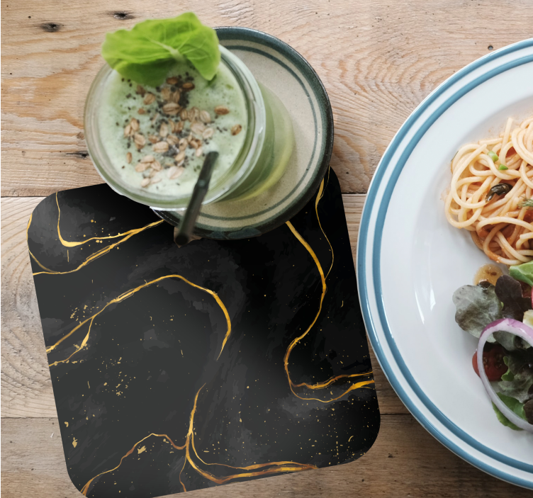 Bases para copos modernas Mármore preto e dourado - TenStickers