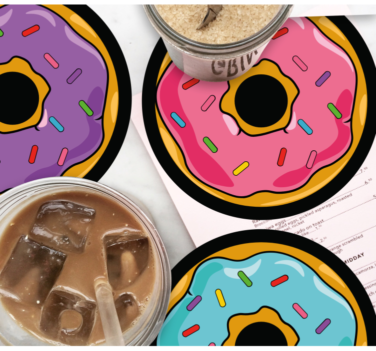 Bases para copos modernas Rosquinhas coloridas - TenStickers