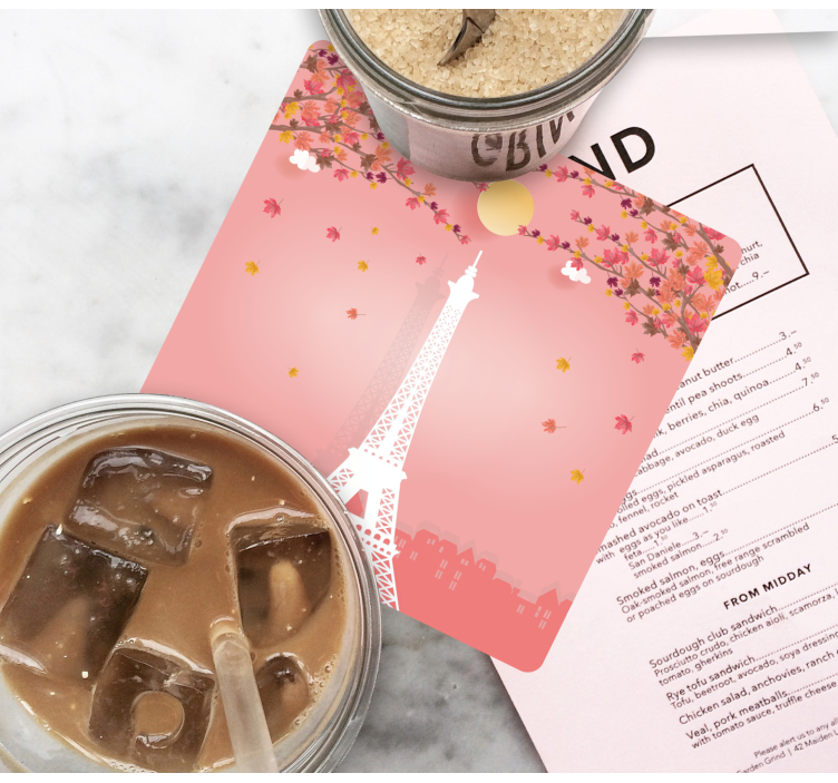 Bases para copos modernas Torre eiffel e árvores rosa - TenStickers