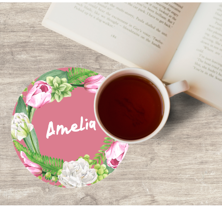 Bases para copos personalizáveis Desenho de tulipa em círculo com - TenStickers