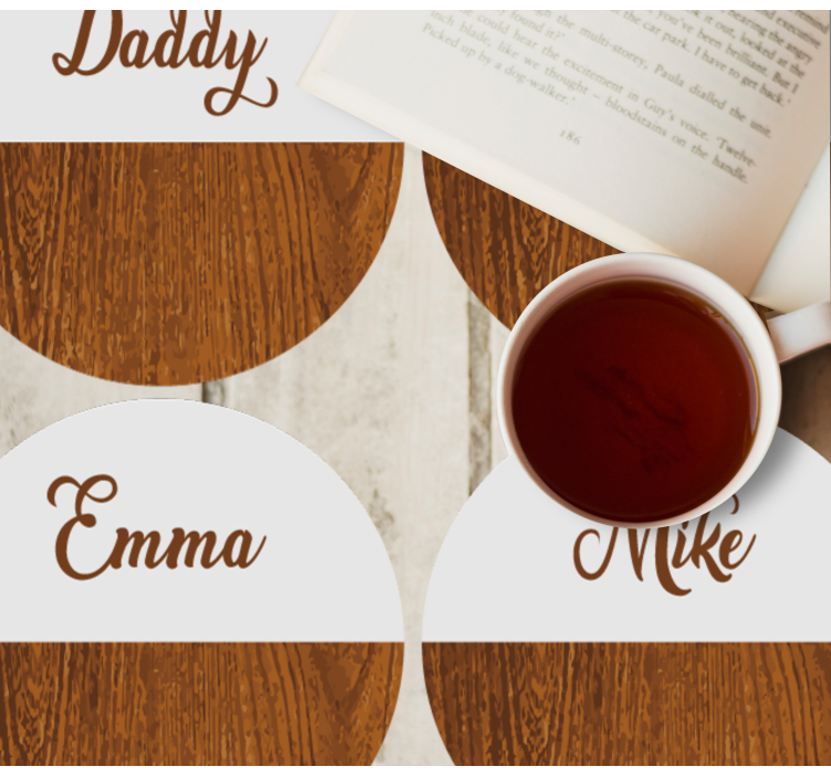 Bases para copos personalizáveis Mármore de madeira - TenStickers