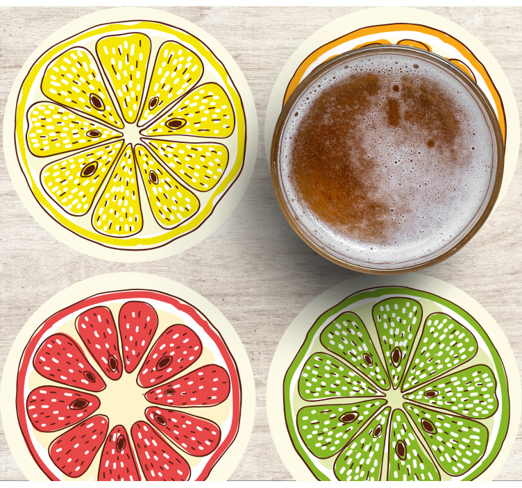 Bases para copos vintage Frutas diferentes - TenStickers