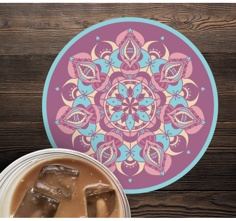 Bases para copos vintage Mandala azul roxo rosa - TenStickers