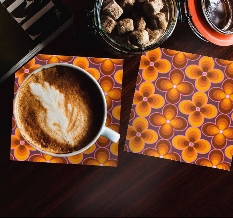 Bases para copos vintage Padrão floral retrô de flores - TenStickers