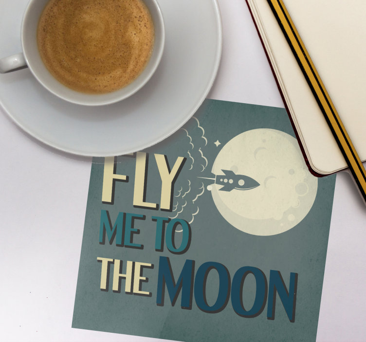 Bases para copos vintage Voe-me para a lua produtoretro - TenStickers