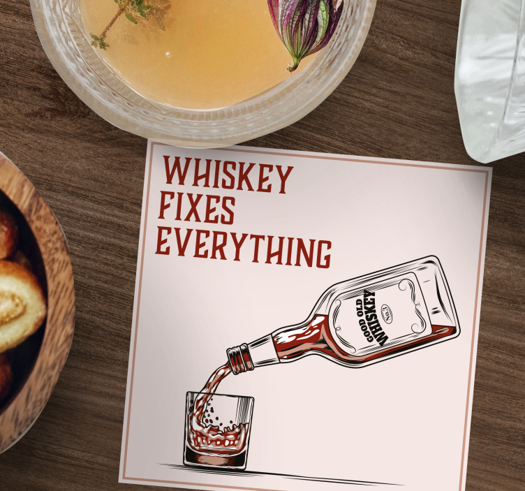 Bases para copos vintage Whisky conserta tudo - TenStickers