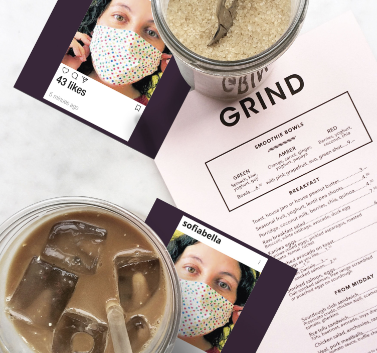 Bases para copos Instagram com foto e texto - TenStickers