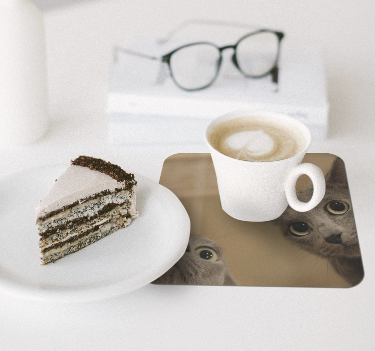 Bases para copos rostos curiosos de gatos - TenStickers