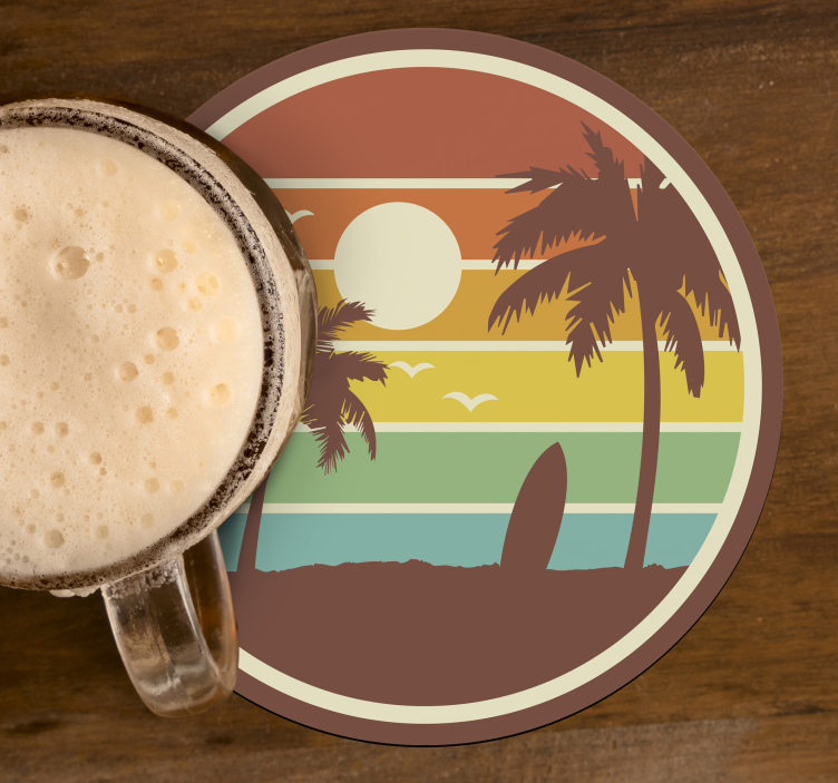 Bases para copos retro Paisagem de surf retrô - TenStickers