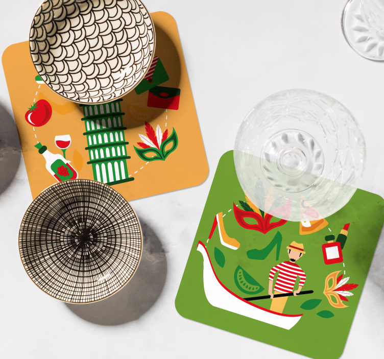 ícones mais famosos da itália mais bases para copos - TenStickers