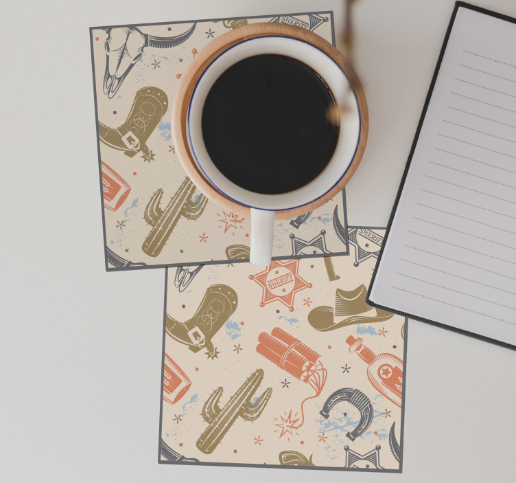 padrão dos elementos do vaqueiro base para copos de arenito - TenStickers