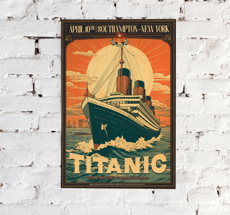 Poster retro a primeira viagem do Titanic foi um evento marcante  - TenStickers