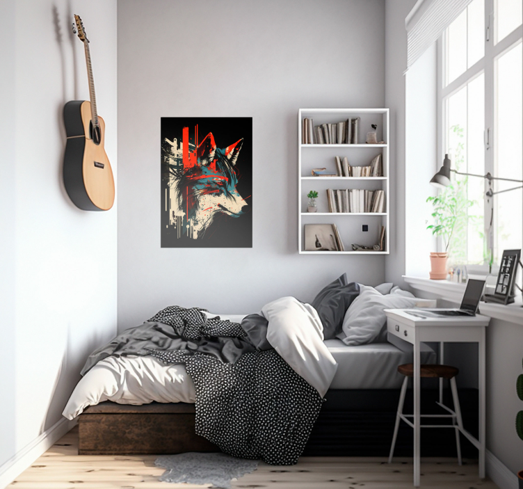 Poster arte Lobo abstrato - TenStickers