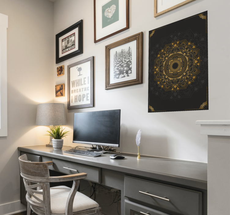 Cartaz de borboleta mandala preta - TenStickers